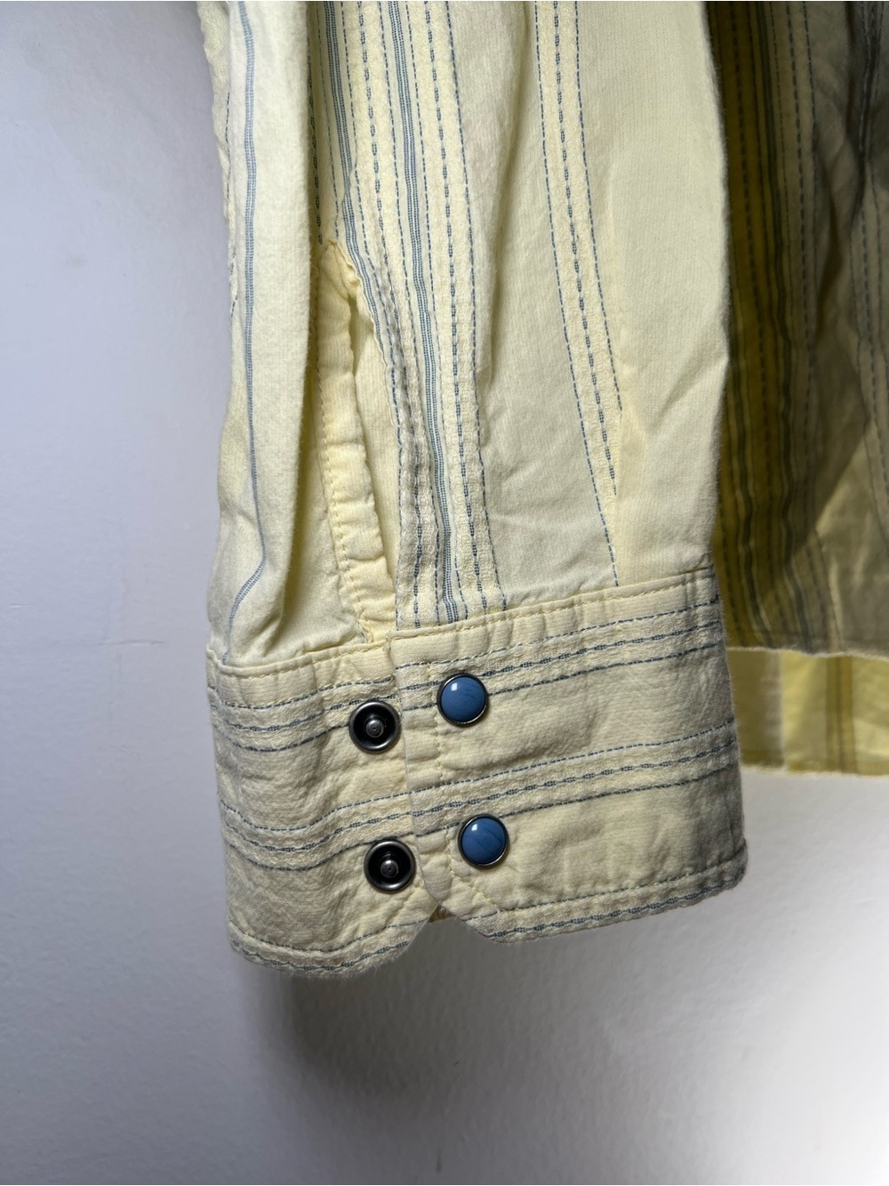 Diesel Space Research Center Yellow Striped Snap Button Shirt XL Y2K Utility - Picture 10 of 15